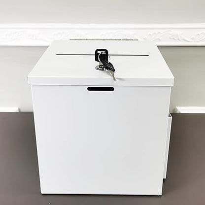 FixtureDisplays® White Metal Donation Box Collection Box Tithes Offering Drop Ballet 8.5X8X9.5 10918-WHITE