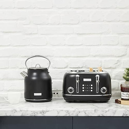 Haden Heritage Electric Kettle 1.7 L, 7-Cup, Black and Chrome