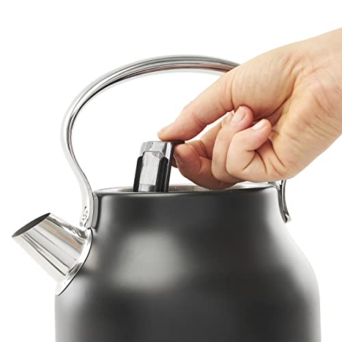 Haden Heritage Electric Kettle 1.7 L, 7-Cup, Black and Chrome