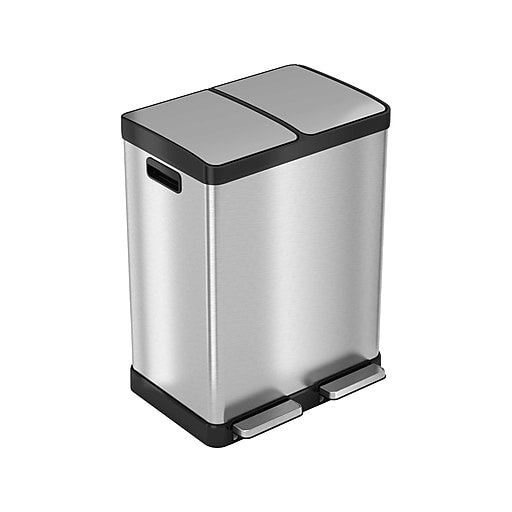 16 Gal Fire Rated Trash Can, Silver, Stainless Steel and ABS Plastic