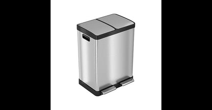 16 Gal Fire Rated Trash Can, Silver, Stainless Steel and ABS Plastic