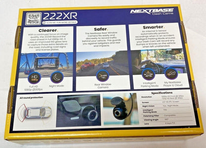 Nextbase 222XRWC Dash Cam with Rear Camera, 1080p HD