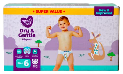 Parent's Choice Dry & Gentle Diapers, Size 6, Pack of 132