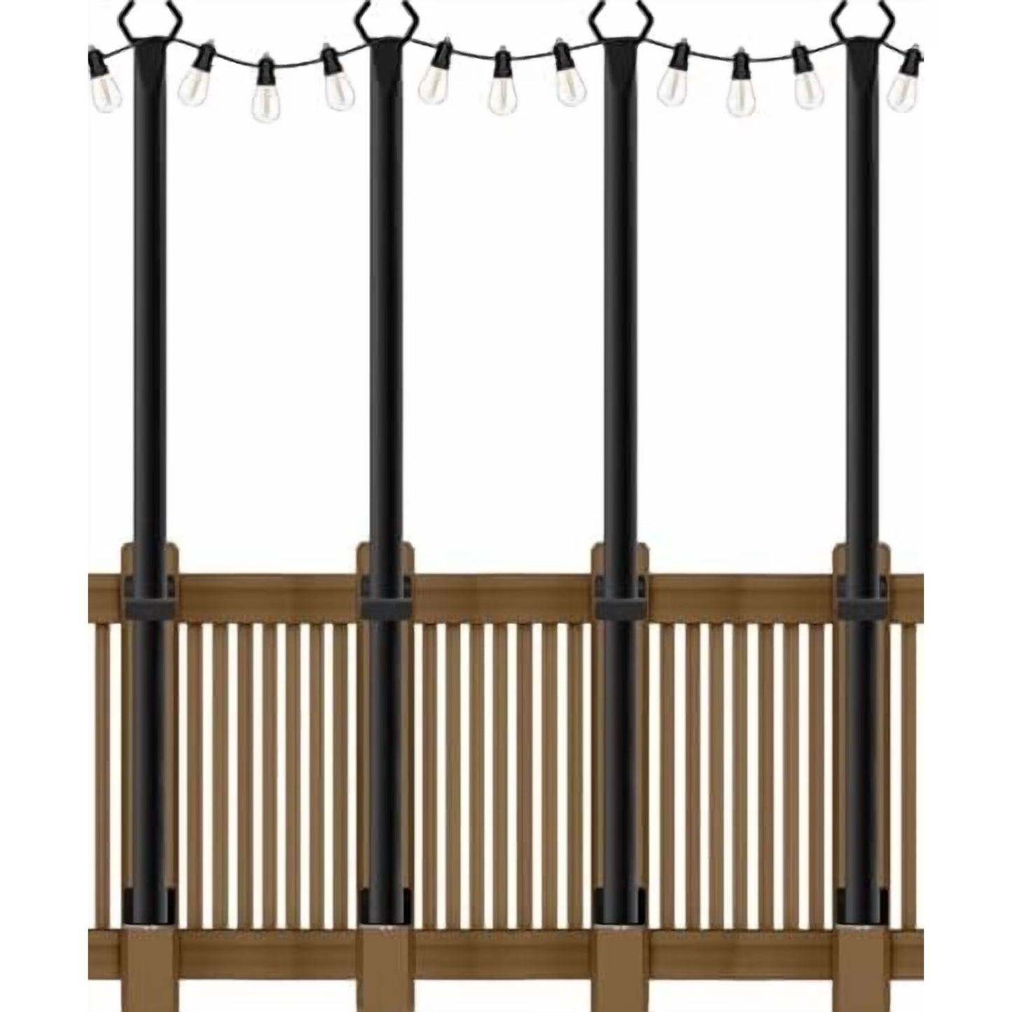 4 Pack, 7ft  Heavy Duty Metal String Light Poles Adjustable Outdoor Lighting Stand for Patio,Backyard,Garden,Party & Wedding Rustproof & Sturdy with Hooks