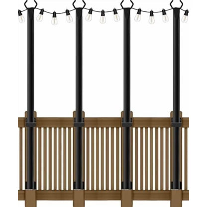 4 Pack, 7ft  Heavy Duty Metal String Light Poles Adjustable Outdoor Lighting Stand for Patio,Backyard,Garden,Party & Wedding Rustproof & Sturdy with Hooks