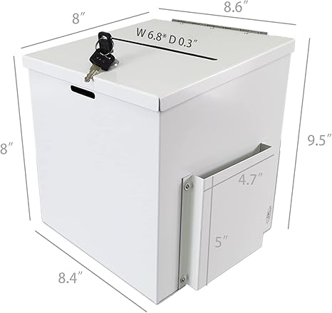 FixtureDisplays® White Metal Donation Box Collection Box Tithes Offering Drop Ballet 8.5X8X9.5 10918-WHITE