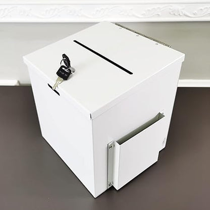 FixtureDisplays® White Metal Donation Box Collection Box Tithes Offering Drop Ballet 8.5X8X9.5 10918-WHITE