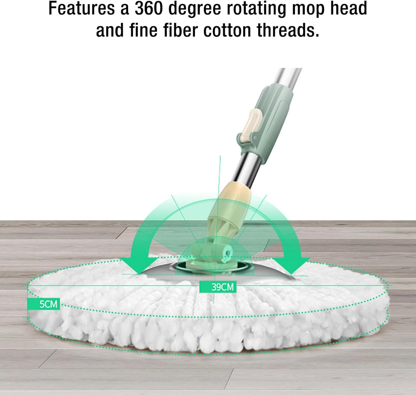 Spin Mop Bucket, Reusable Labor Saving Deep Solution for Home and Office, Washable Mop