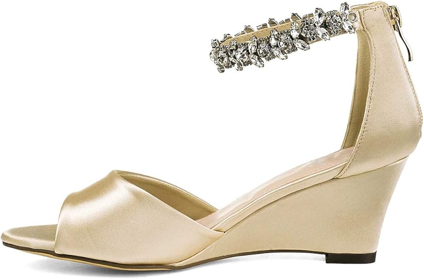 XYD Women Sparkly Rhinestones Ankle Strap Sandals, Gold, Size 9