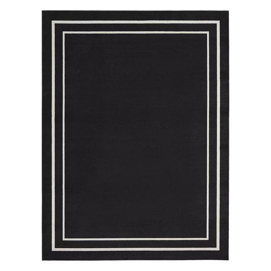 Nourison Essentials Double Border 3' x 5' Indoor/Outdoor Rug Black