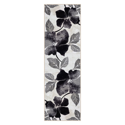 CAMILSON Solana Non Slip Modern Floral Indoor Area Rug Black/Grey 2'.2"x7