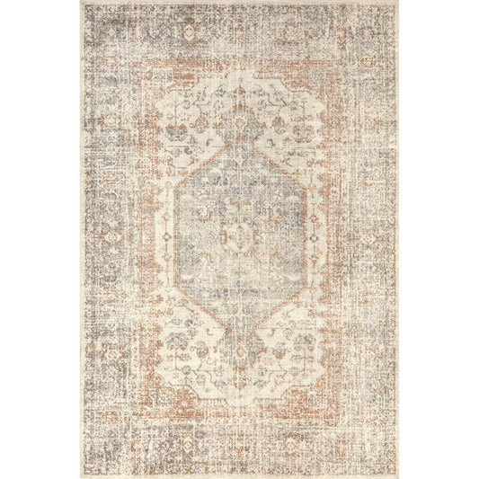 nuLOOM Revel 5 x 8 (ft) Loomed Grey Rectangular Indoor Medallion Machine washable Area rug