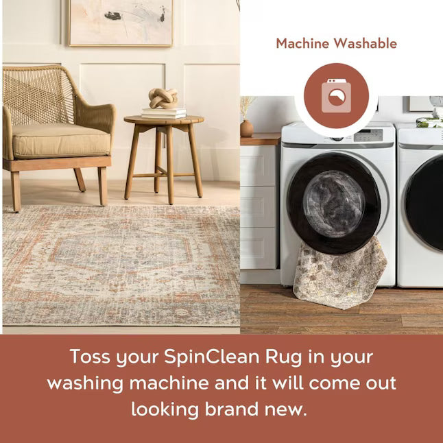 nuLOOM Revel 5 x 8 (ft) Loomed Grey Rectangular Indoor Medallion Machine washable Area rug