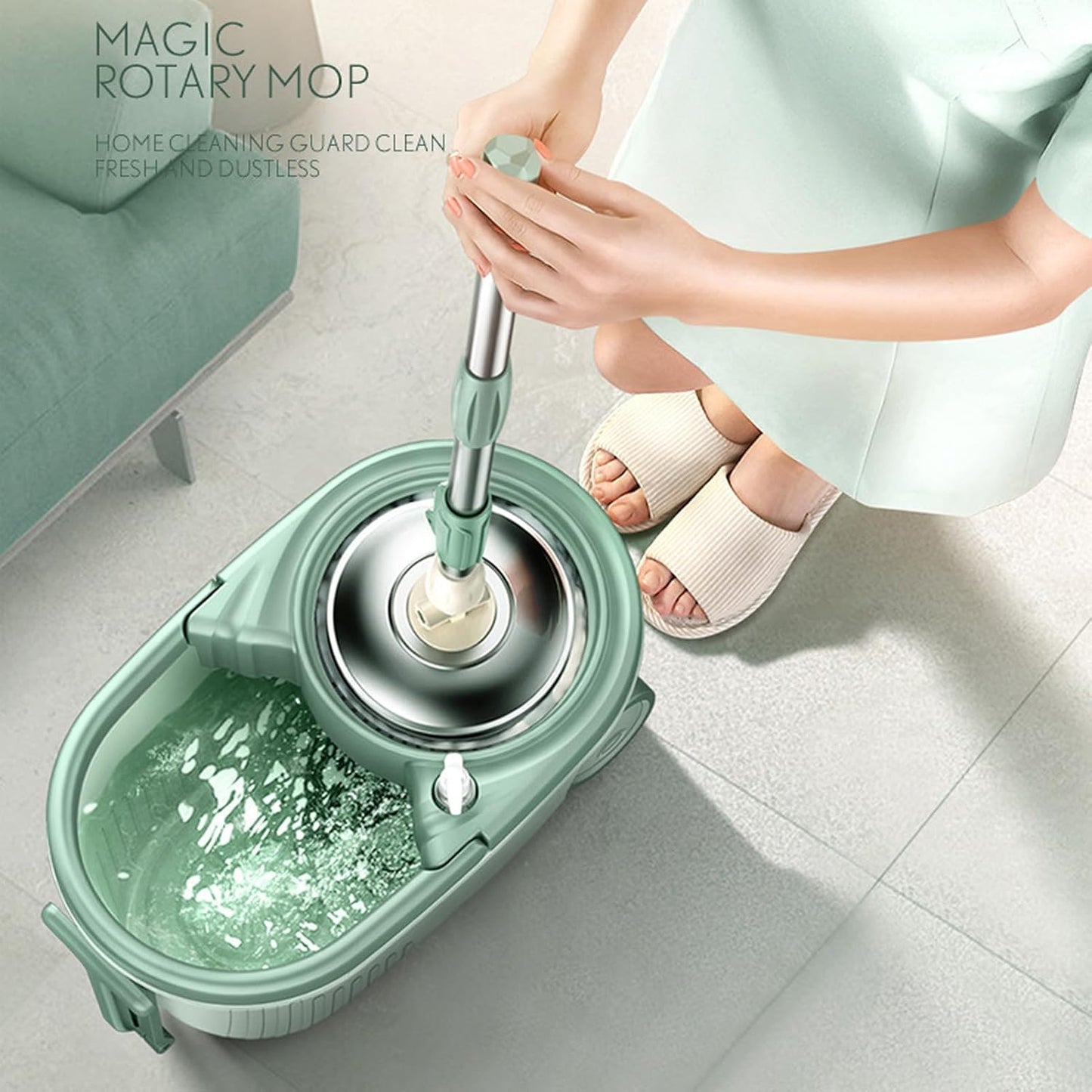 Spin Mop Bucket, Reusable Labor Saving Deep Solution for Home and Office, Washable Mop