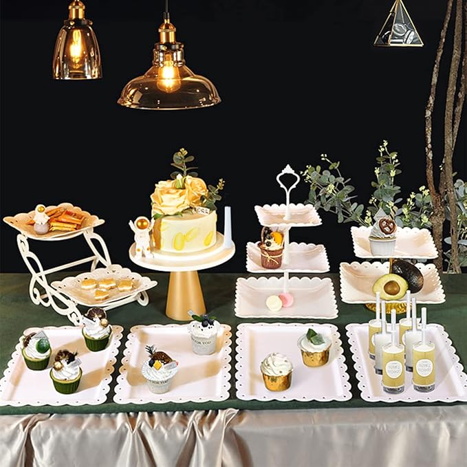 10 Pcs Cake Stand White Plastic Dessert Table Display Set