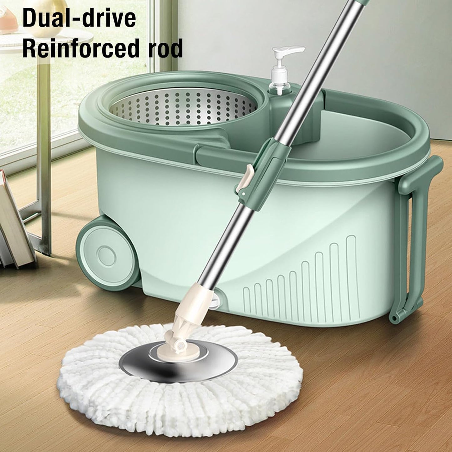 Spin Mop Bucket, Reusable Labor Saving Deep Solution for Home and Office, Washable Mop