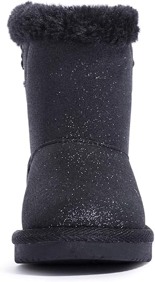 KRABOR Toddlers size 5  Boots, Glitter Warm Winter Snow Shoes with Cotton Lining and Cute Bow