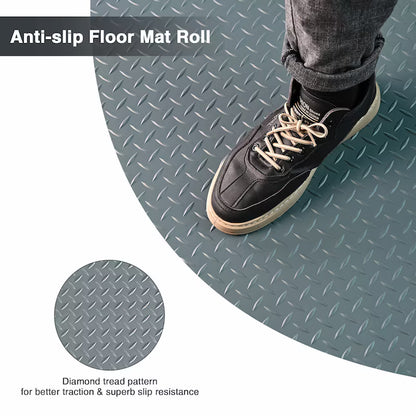 Yescom Garage Floor Mat Roll 19.5x6.5 Ft Anti-slip Diamond Parking Protect Cover Under Car Gym PVC Flooring