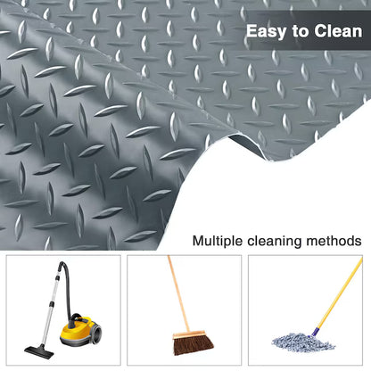 Yescom Garage Floor Mat Roll 19.5x6.5 Ft Anti-slip Diamond Parking Protect Cover Under Car Gym PVC Flooring