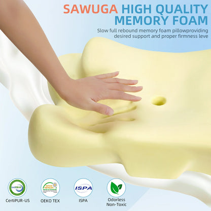SAWUGA Cervical Pillow for Neck Pain Relief,Memory Foam Pillows for Side Back Orthopedic Ergonomic