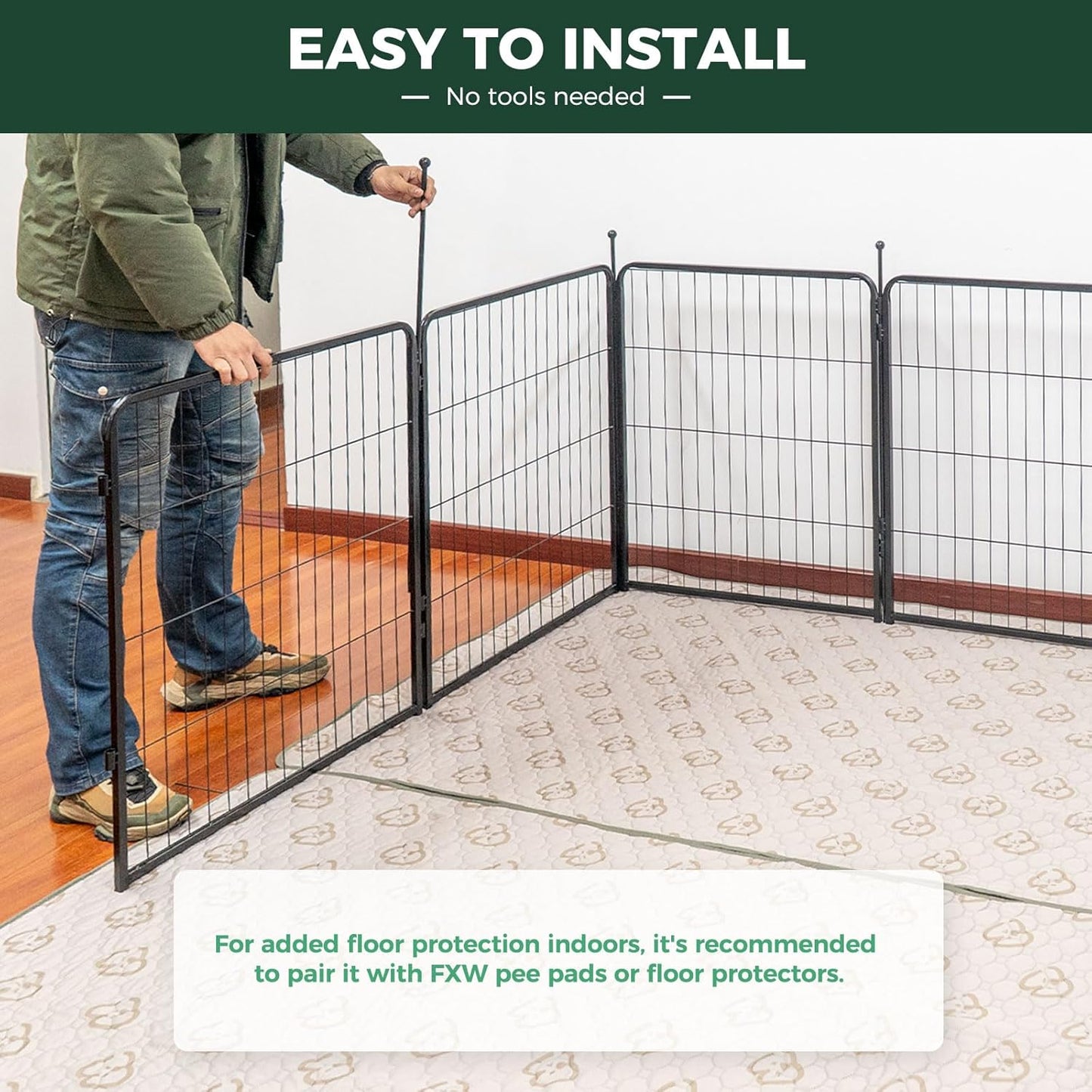 FXW Rollick Unleashed Dog Playpen 40 inch 16 Panels for Medium and Large Dogs