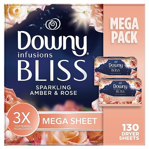 Downy Infusions Bliss Dryer Sheets, Amber Rose, 130 Count