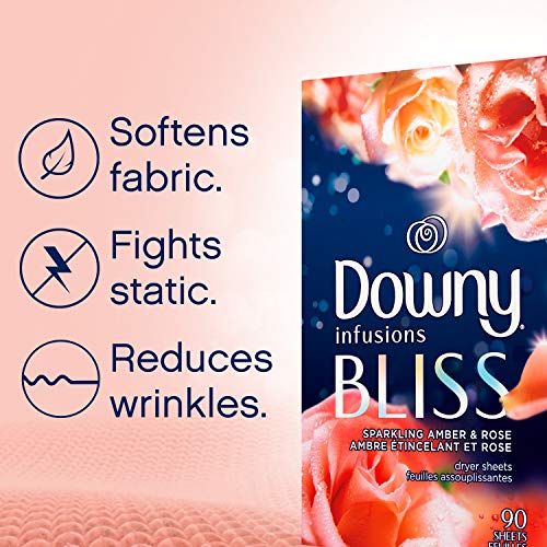 Downy Infusions Bliss Dryer Sheets, Amber Rose, 130 Count