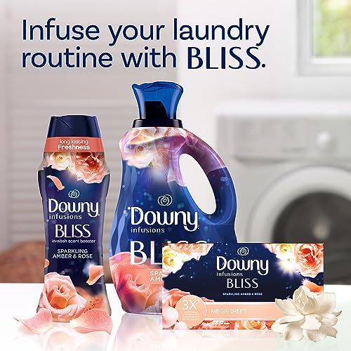 Downy Infusions Bliss Dryer Sheets, Amber Rose, 130 Count