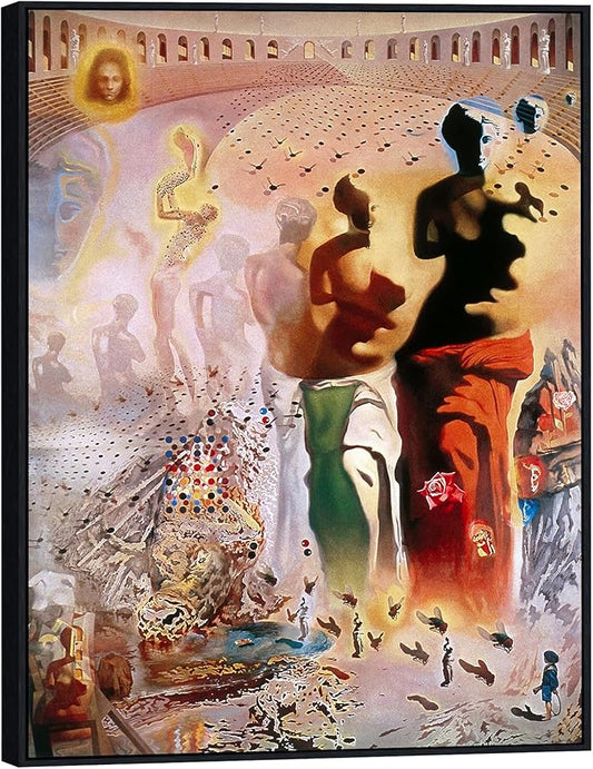INVIN ART Framed Canvas Giclee Print Art The Hallucinogenic Toreador by Salvador Dali Wall Art(Black Slim Frame,24"x32")
