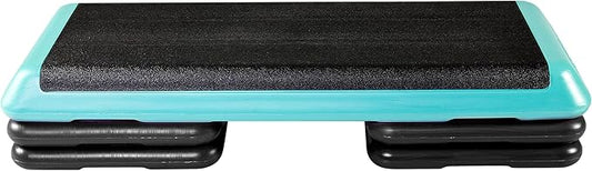 Philosophy Aerobic Platform – Health Club Size – With Four Risers (Teal Platform with Black Risers)