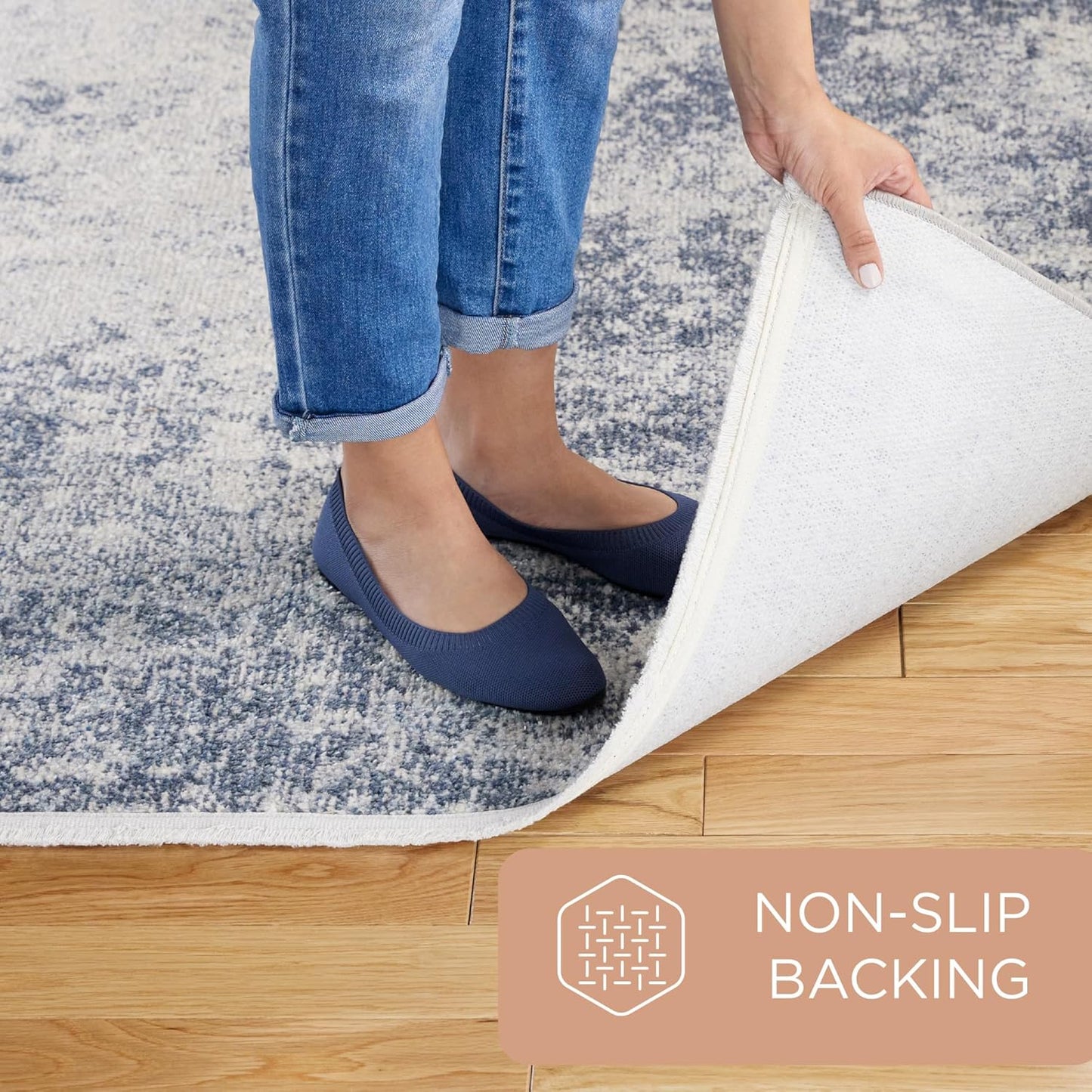 TOWN & COUNTRY EVERYDAY Rein Abstract Cloud Everwash Blue/Grey Rug, 5'2"x7'2"