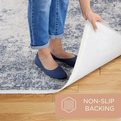 TOWN & COUNTRY EVERYDAY Rein Abstract Cloud Everwash Blue/Grey Rug, 5'2"x7'2"