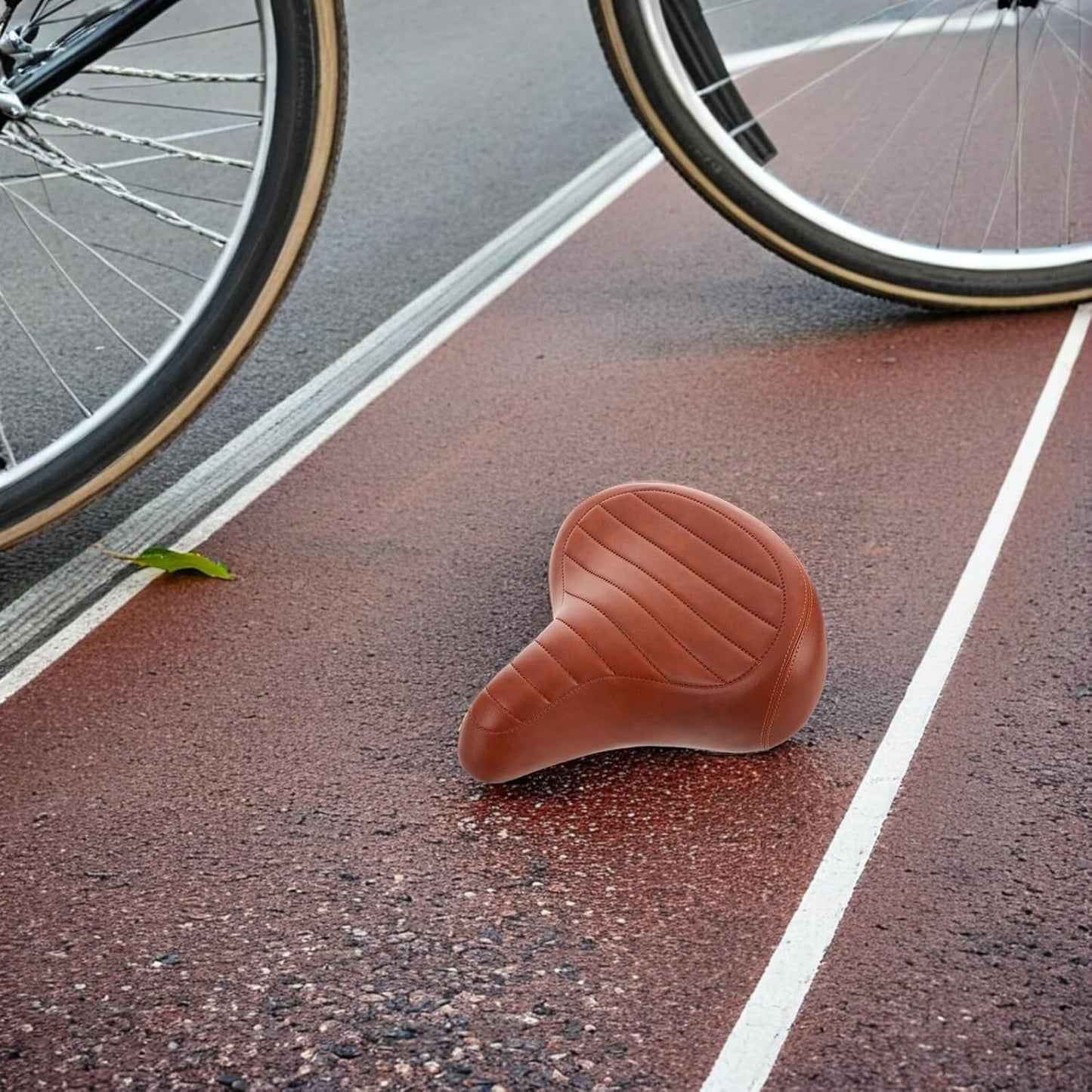 Wide PU Padded Bike Seat with Water-Resistant Finish Oversized Comfortable Saddle for Men and Women Easy Cycling Accessory for Mountain and Road Bikes