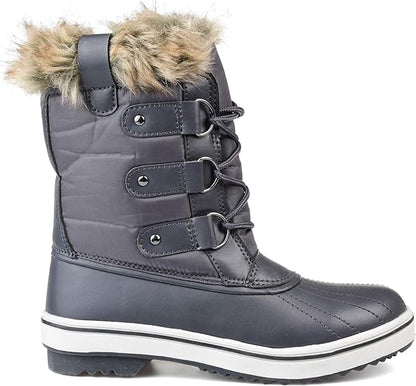 Brinley Co. Womens Lined Lace-up Snow Boot Grey, Size 10