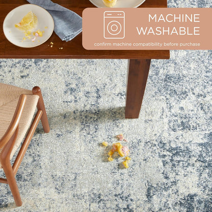 TOWN & COUNTRY EVERYDAY Rein Abstract Cloud Everwash Blue/Grey Rug, 5'2"x7'2"