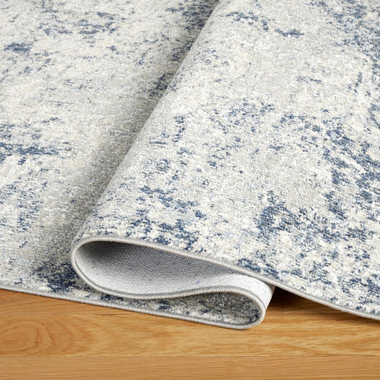 TOWN & COUNTRY EVERYDAY Rein Abstract Cloud Everwash Blue/Grey Rug, 5'2"x7'2"