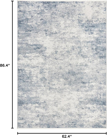 TOWN & COUNTRY EVERYDAY Rein Abstract Cloud Everwash Blue/Grey Rug, 5'2"x7'2"