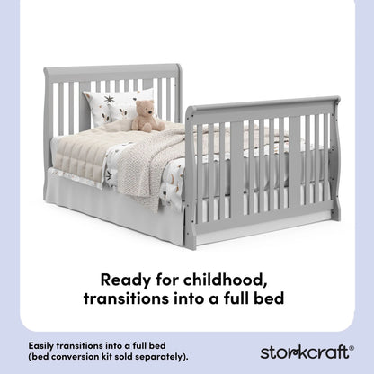 Storkcraft Portofino 5-in-1 Convertible Crib and Changer Pebble Gray
