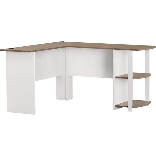 Ameriwood Home Dakota L-Shaped Desk with Bookshelves, White