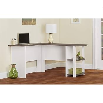 Ameriwood Home Dakota L-Shaped Desk with Bookshelves, White