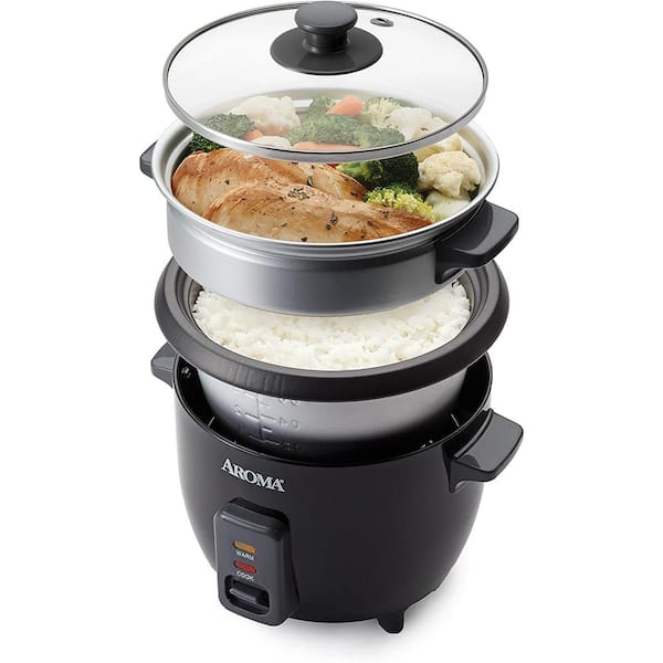Aroma 6 Cup Rice Cooker with Steam Tray, Nonstick