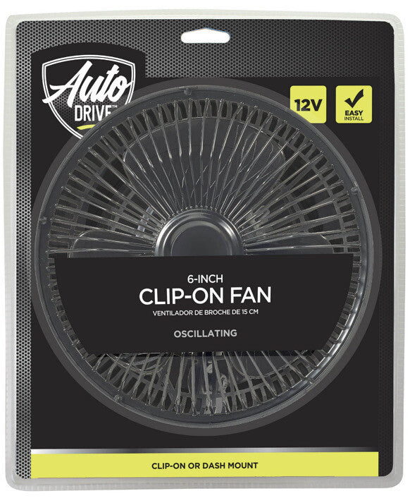 AutoDrive 12-Volt 6" Car Clip-On Dash Mount Fan, 1 Each