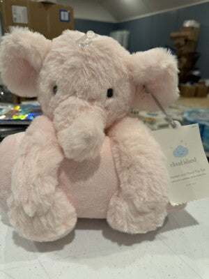 Cloud Island Plush Pink Elephant Blanket with Soft Toy