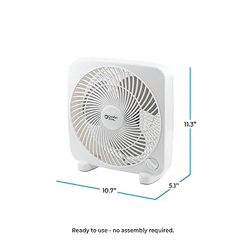 Comfort Zone 9 in. Black Box Fan 3-Speed Control