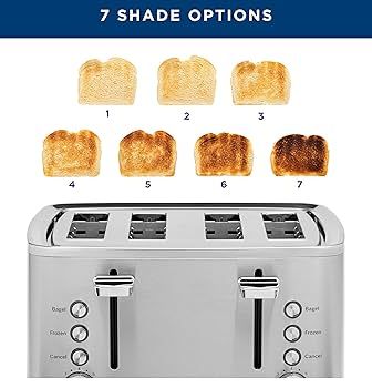 GE 4-Slice Wide Slot Toaster with 7 Shade Settings