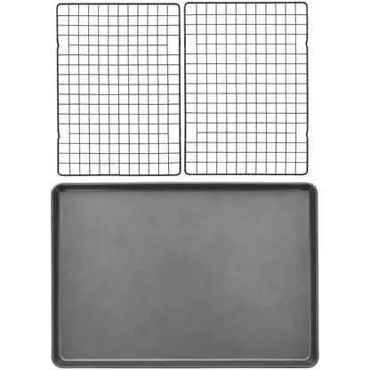 Wilton 3pc Steel Mega Cookie Sheet and Cooling Racks Set: Nonstick Baking Pan, Sheet & Rack, Dishwasher-Safe, Gray