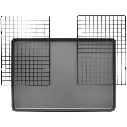 Wilton 3pc Steel Mega Cookie Sheet and Cooling Racks Set: Nonstick Baking Pan, Sheet & Rack, Dishwasher-Safe, Gray