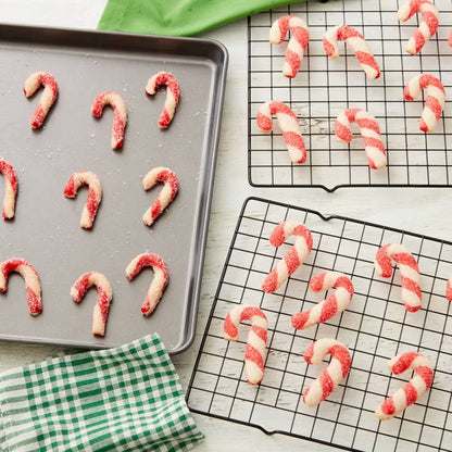 Wilton 3pc Steel Mega Cookie Sheet and Cooling Racks Set: Nonstick Baking Pan, Sheet & Rack, Dishwasher-Safe, Gray