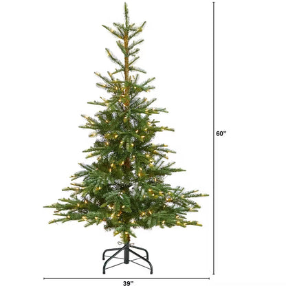 Nearly Natural 5-ft Layered Washington Spruce Artificial Christmas Tree with 200 Clear Lights and 385 Bendable Branches
