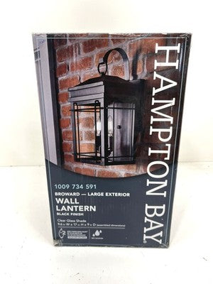 Hampton Bay Broward 17" 2-Light Black Outdoor Wall Light